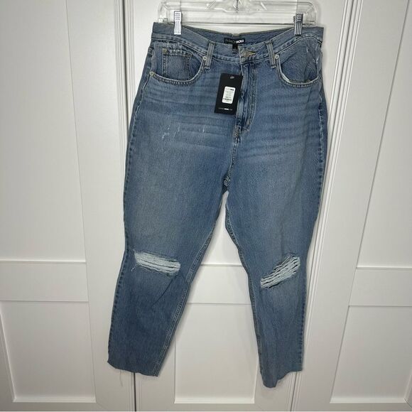 NWT Fashion Nova Blue Boyfriend Jeans Distressed High-Waisted size 13 (a1) - Picture 1 of 7